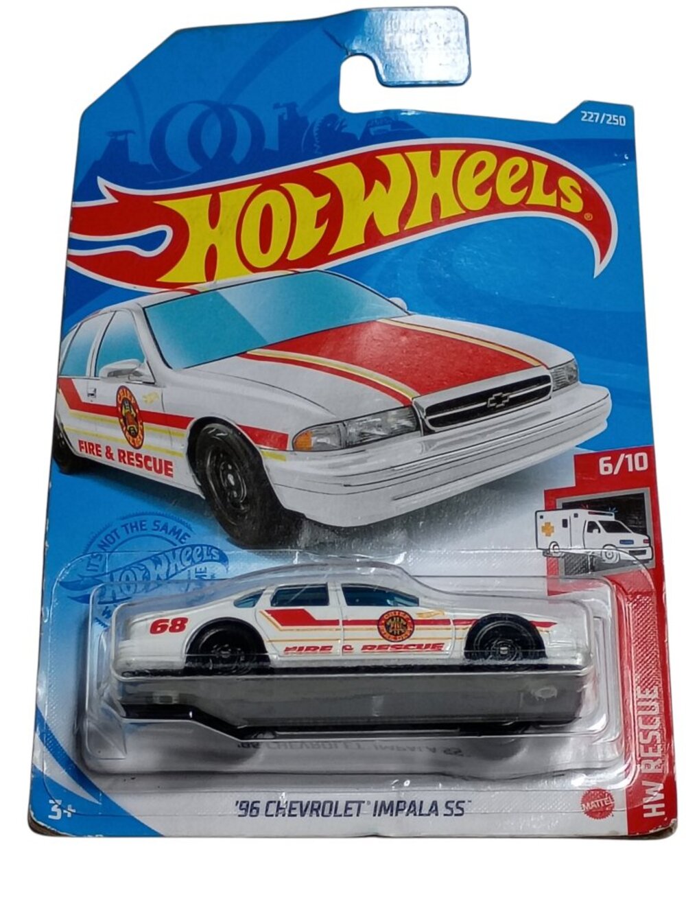 Hot Wheels '96 Chevrolet Impala Ss Hw Rescue Die-Cast Car 227/250 6/10 White